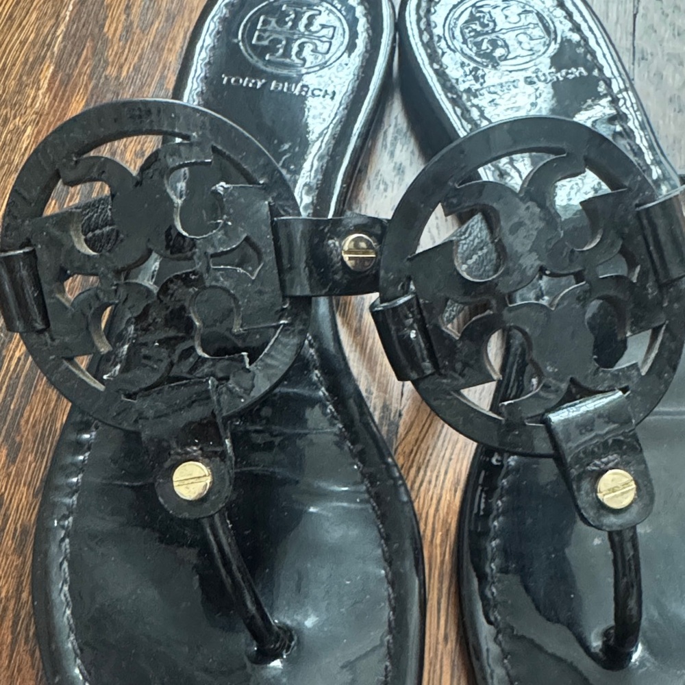 Tory Burch Black Logo Sandals - Picture 5 of 10